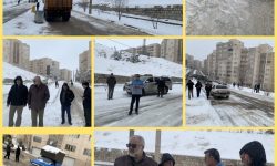 شهرداری پای کار خدمت رسانی به شهروندان در روز برفی