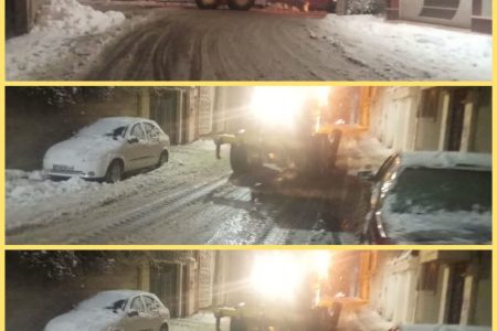 نمک و محلول پاشی معابر و خیابان های سطح شهر برای جلوگیری از یخ زدگی